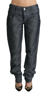 Acht Dark Gray Ramie Mid Wide Waist Straight Denim Jeans -   -  Acht.